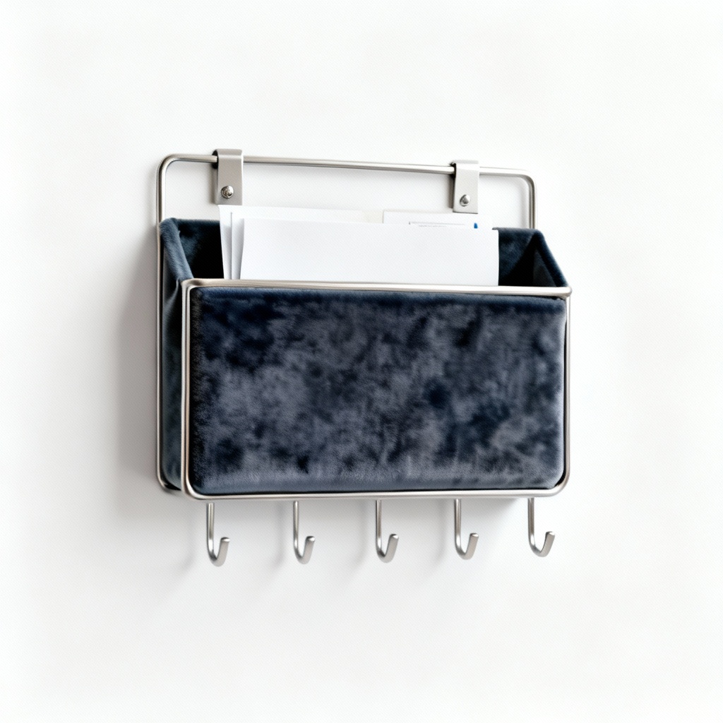Abstract Velvet & Metal Wall Organizer - Key Holder & Mail Sorter