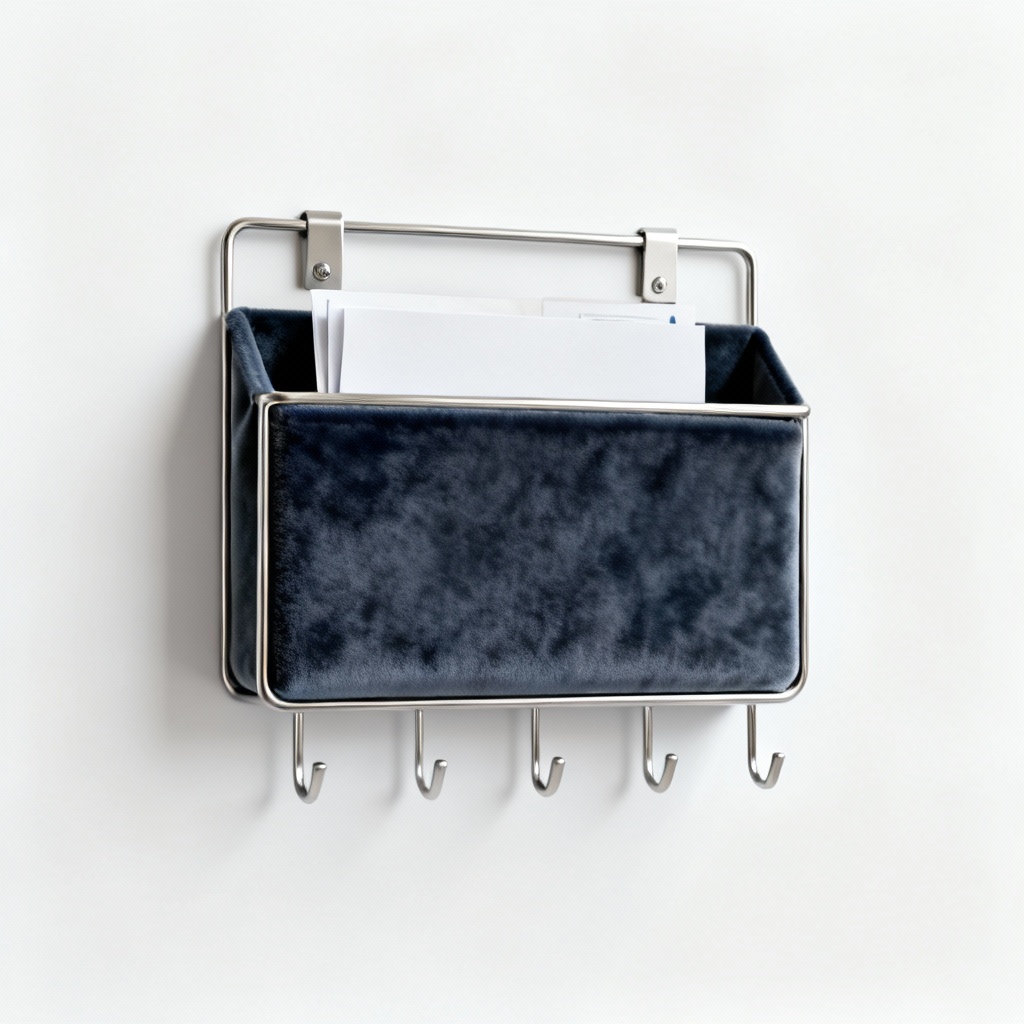Abstract Velvet & Metal Wall Organizer - Key Holder & Mail Sorter