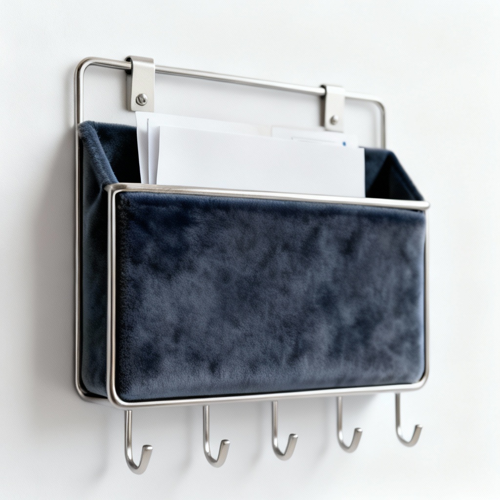 Abstract Velvet & Metal Wall Organizer - Key Holder & Mail Sorter
