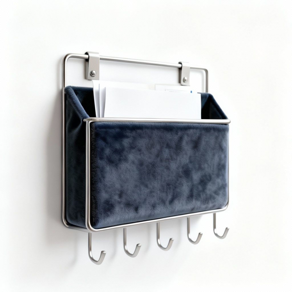 Abstract Velvet & Metal Wall Organizer - Key Holder & Mail Sorter