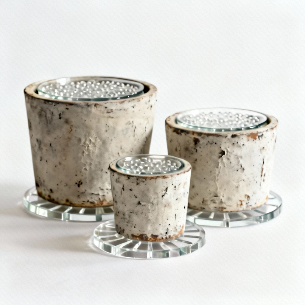 Acrylic Plant Trivet with Clear Seeded Glass Inlay - Shabby Chic Style