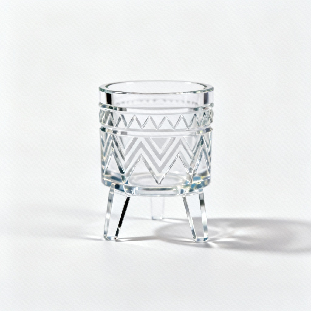 Acrylic Tribal Planter with Clear Stand - Geometric Design, 6 inch