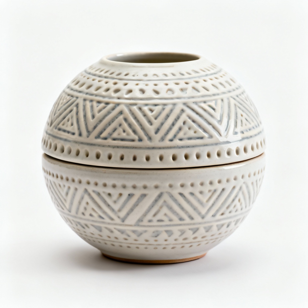 Artisan Ceramic Sphere - Textured Accent Decor - 4 Inch Diameter