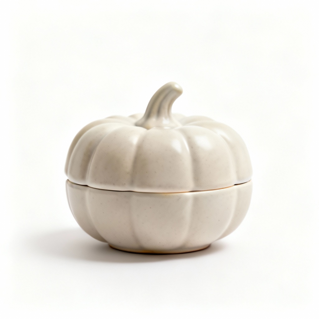 Ceramic Pumpkin Accent Lamp with Matte Finish - Seasonal Decor