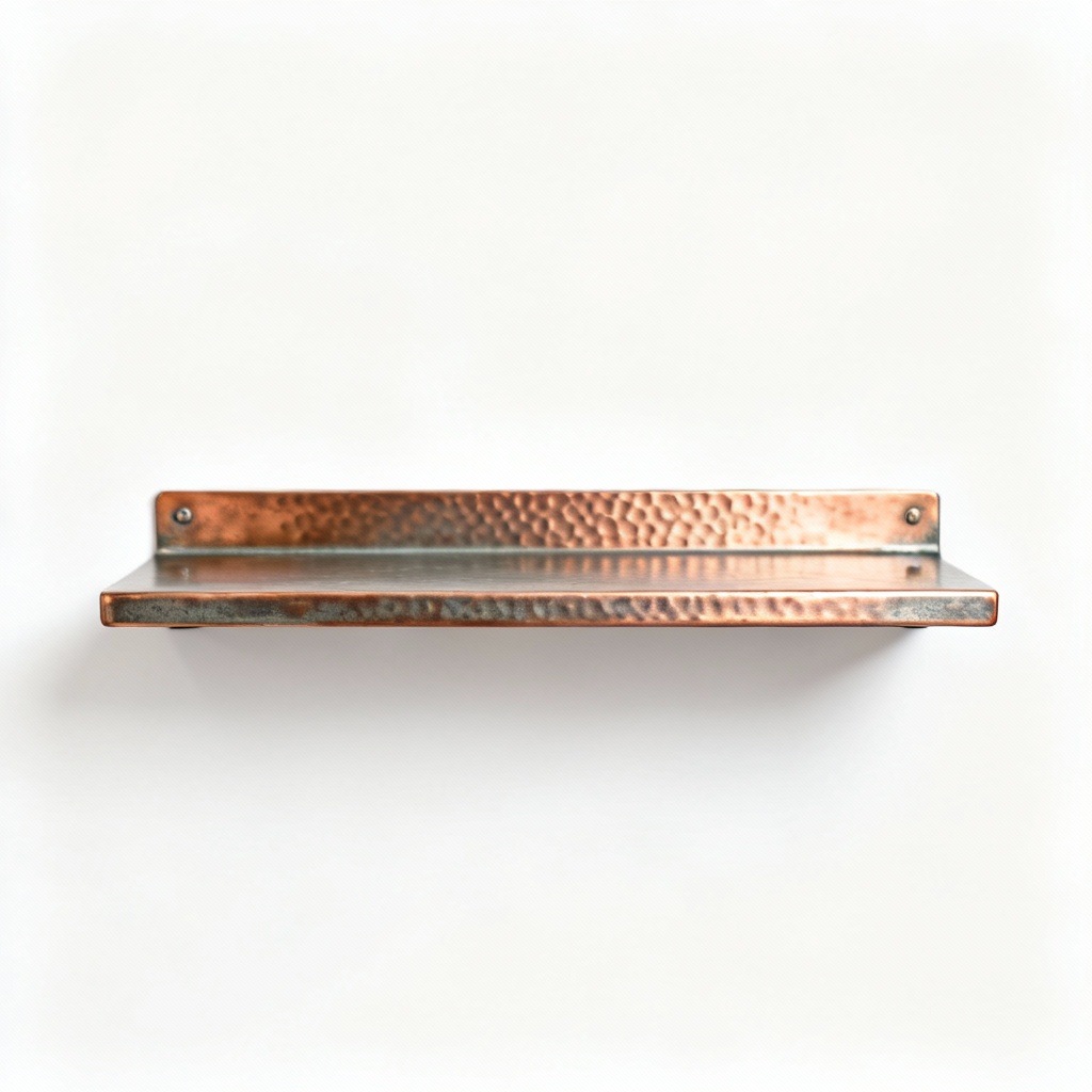 Coastal Metal & Copper Floating Wall Shelf - 12 Inch