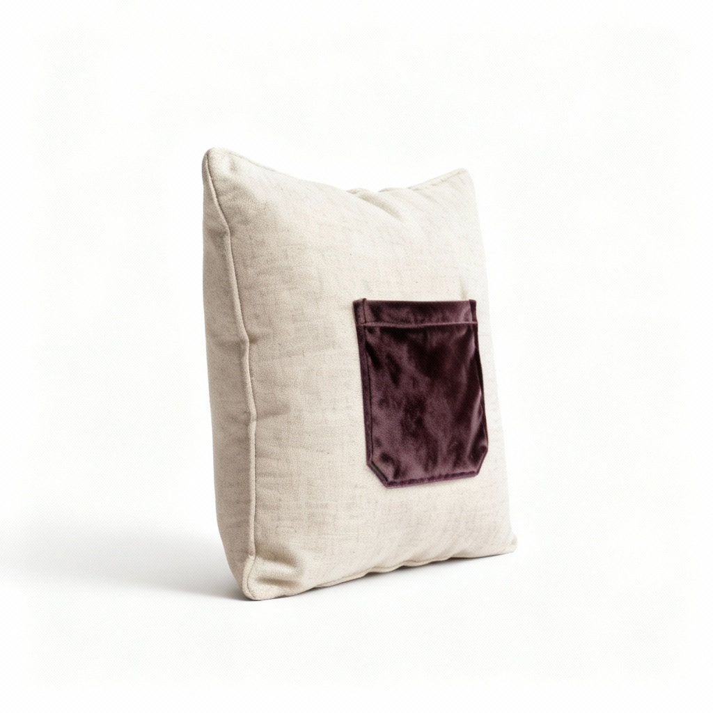 Farmhouse Fabric Throw Pillow with Velvet Pocket - 18 x 18 Inch