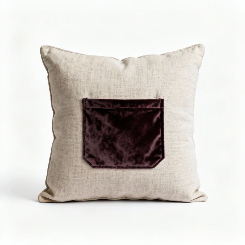 Farmhouse Fabric Throw Pillow with Velvet Pocket - 18 x 18 Inch