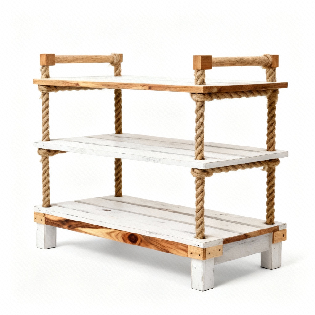 Farmhouse Wooden Shoe Rack with Pine Accents - Entryway Storage