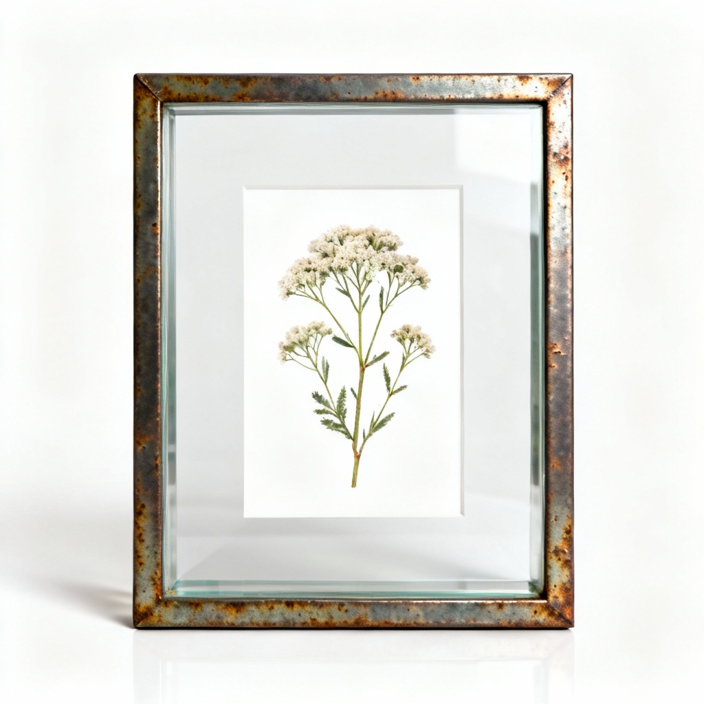Framed Botanical Print with Patina Metal Border - 8x10