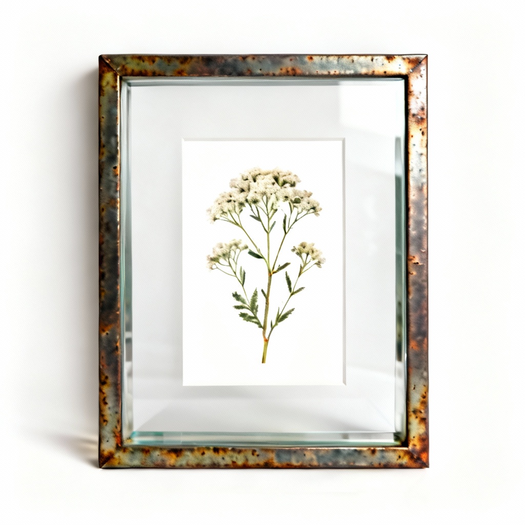 Framed Botanical Print with Patina Metal Border - 8x10