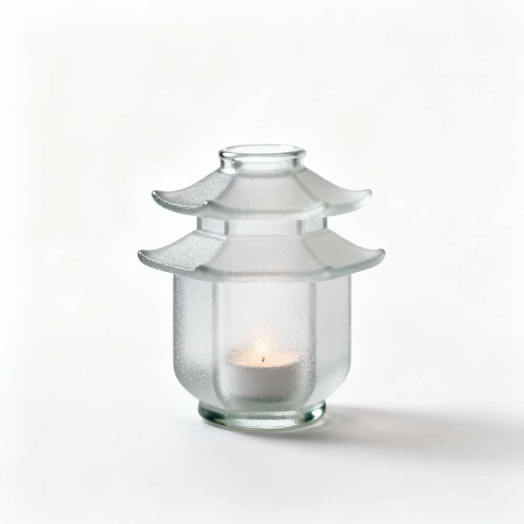 Frosted Glass Lantern Vase - Asian-Inspired Tealight Holder