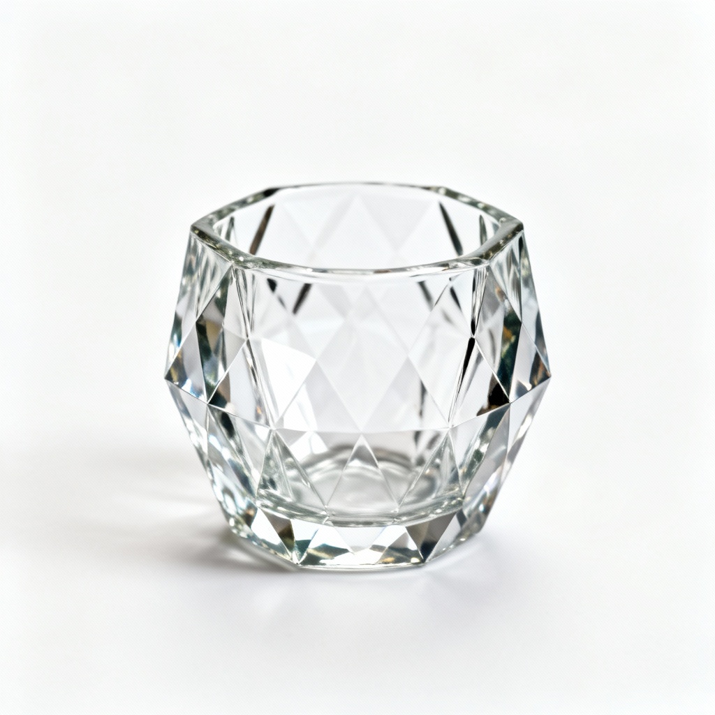 Geometric Glass Succulent Planter - Diamond Faceted Design, 4 Inch