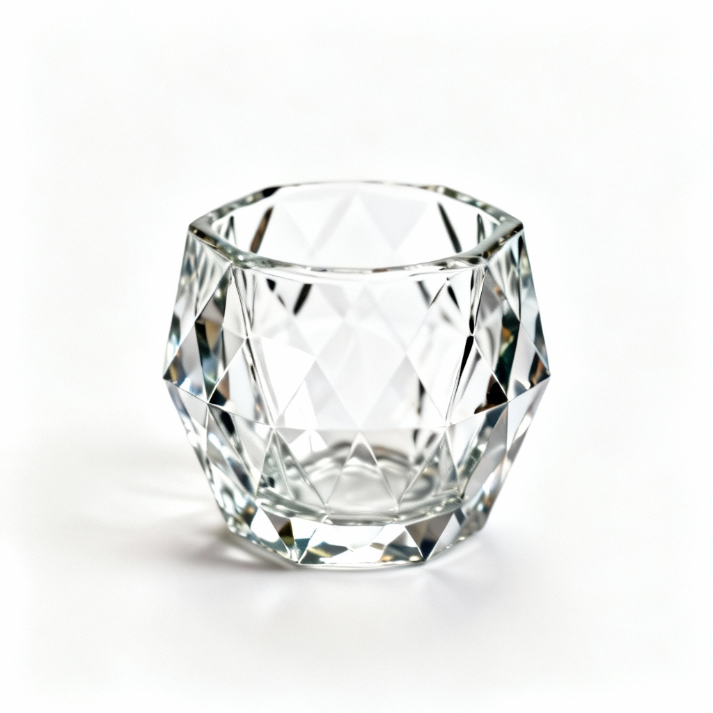 Geometric Glass Succulent Planter - Diamond Faceted Design, 4 Inch