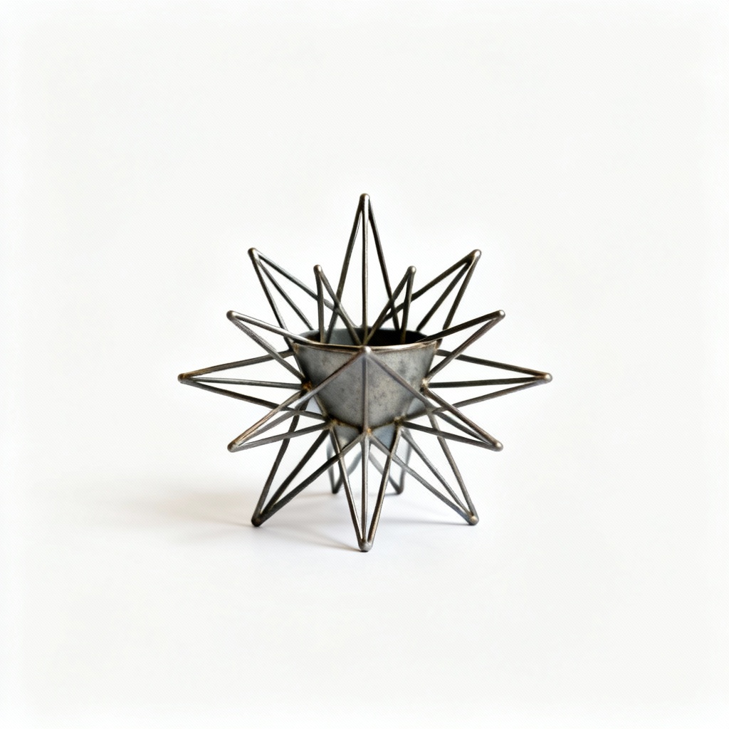 Geometric Metal Starburst Planter - Holiday & Seasonal Decor - 6 Inch