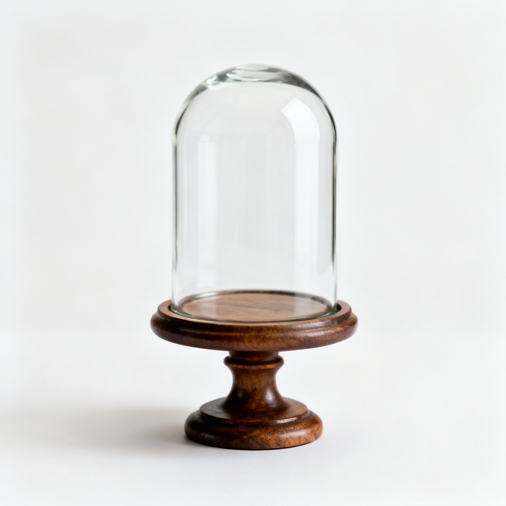 Glass Display Cloche with Wooden Base - Collectible Showcase