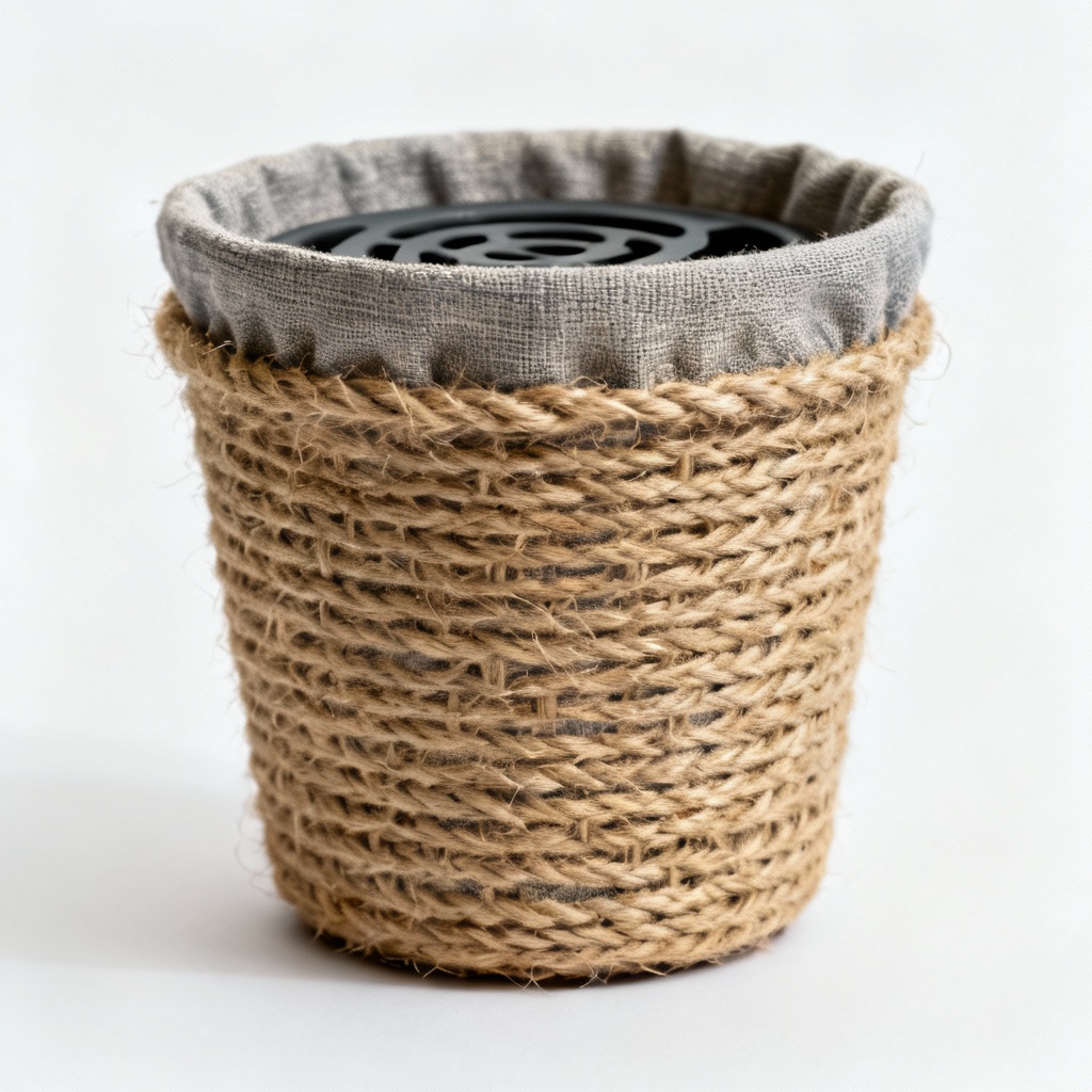 Industrial Fabric & Jute Succulent Pot with Drainage - 4 Inch