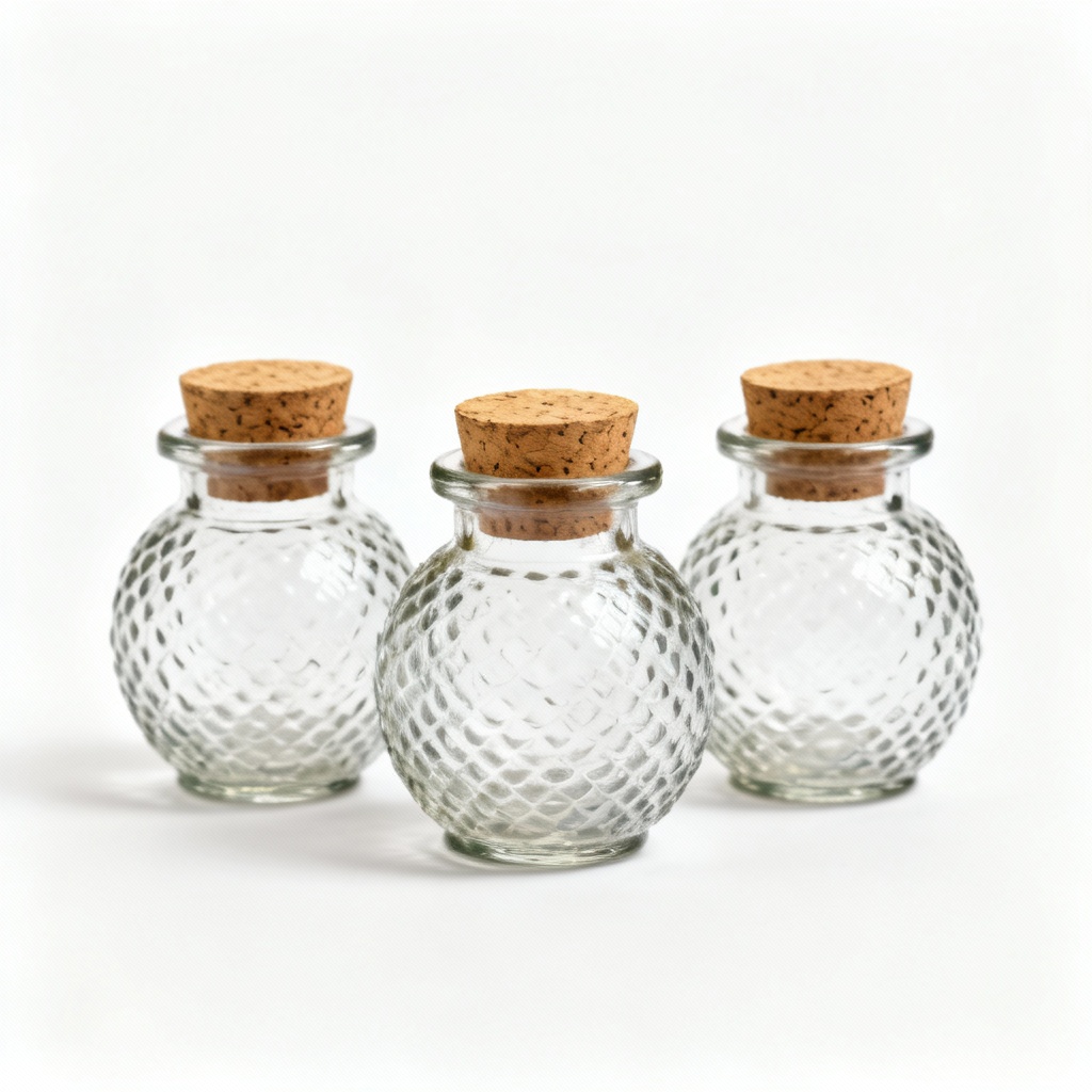 Mediterranean Glass Ornament Storage Jars with Cork Lids - Set of 3
