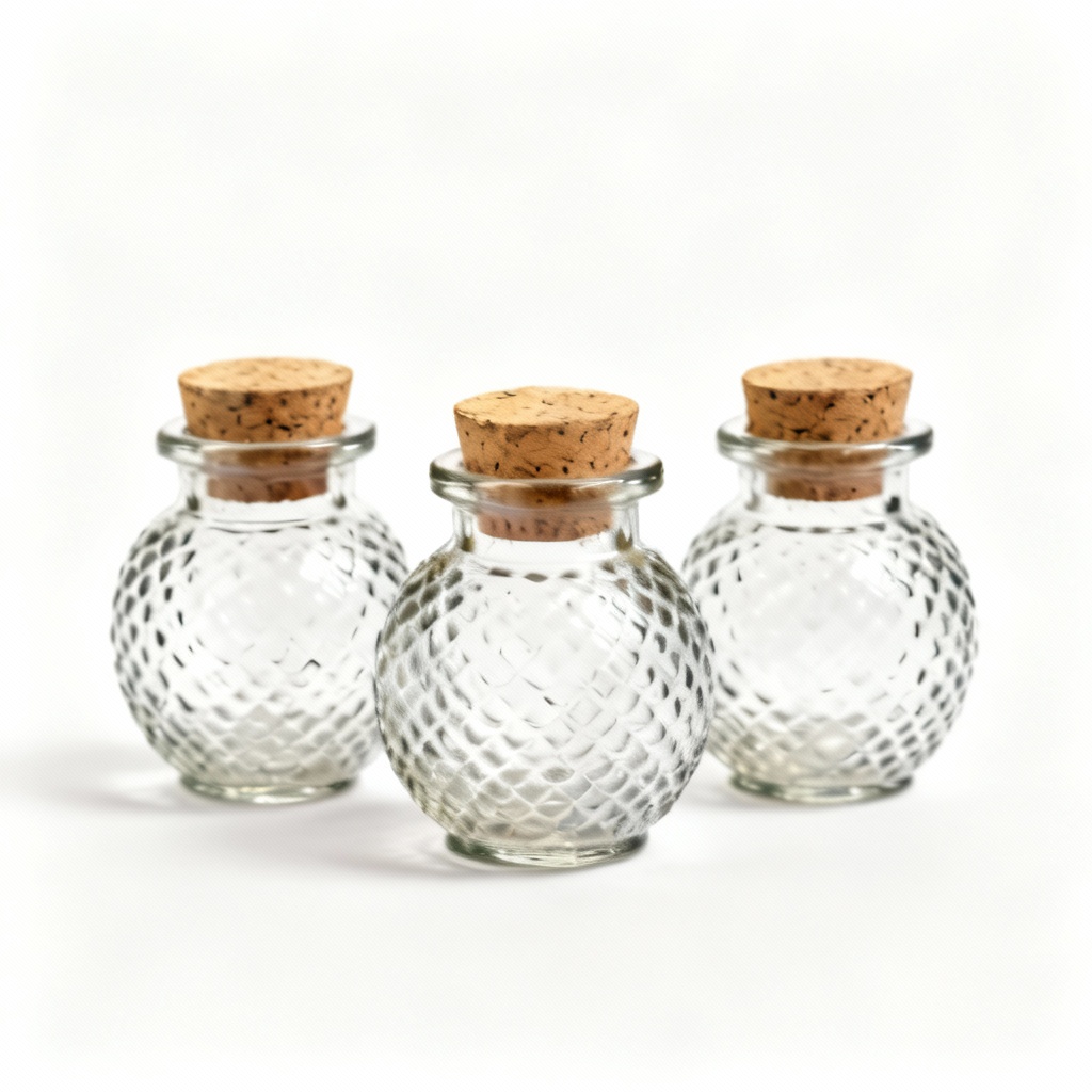 Mediterranean Glass Ornament Storage Jars with Cork Lids - Set of 3