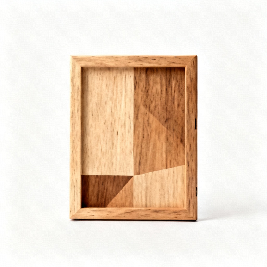 Minimalist Oak Framed Geometric Wood Art - 12x16 Inches