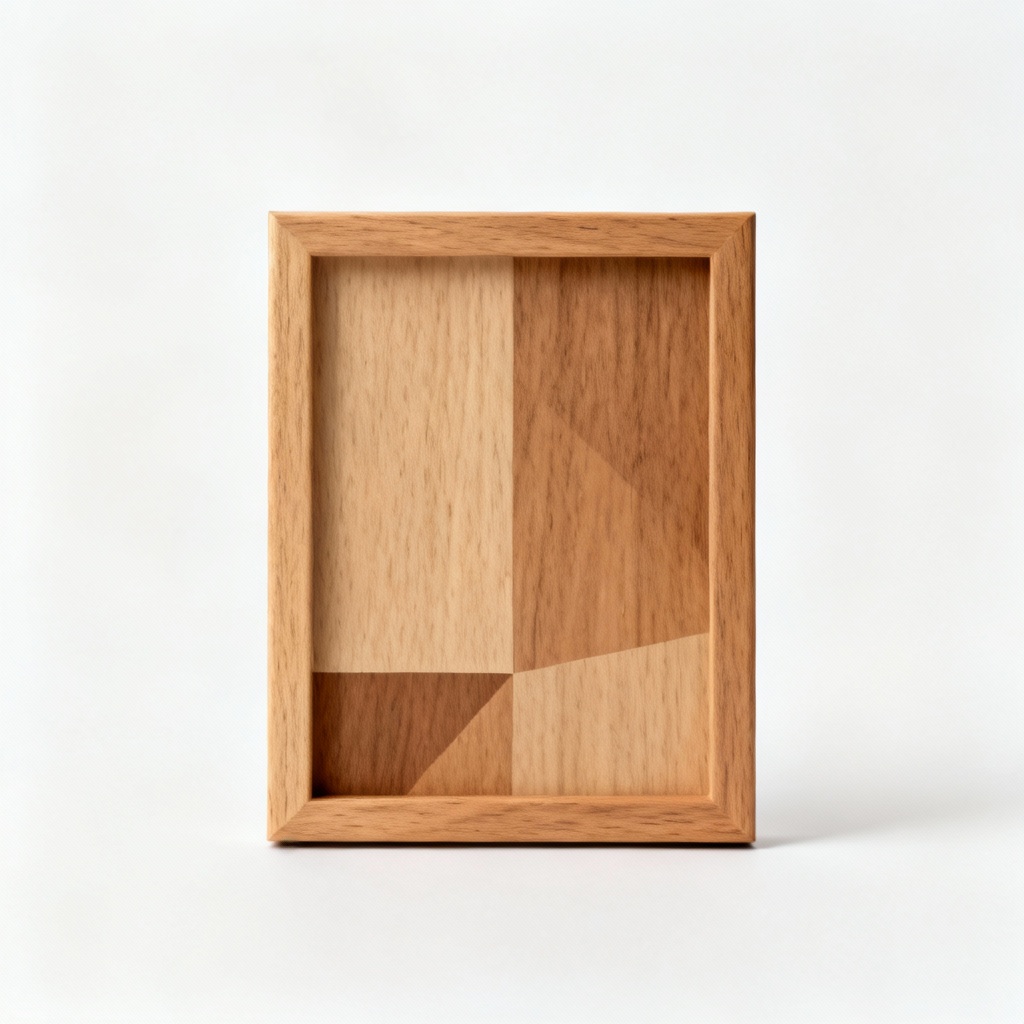 Minimalist Oak Framed Geometric Wood Art - 12x16 Inches