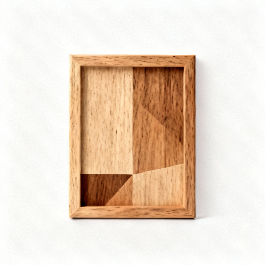 Minimalist Oak Framed Geometric Wood Art - 12x16 Inches