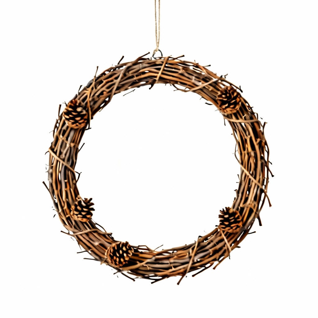 Natural Twig and Pinecone Winter Solstice Wreath - 12 Inch