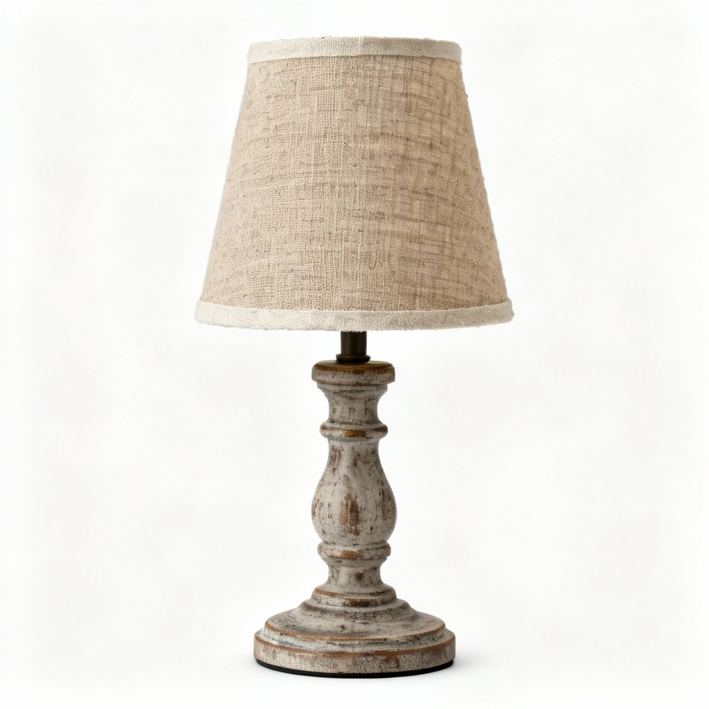 Rustic Fabric Tabletop Accent Lamp with Linen Shade - 10 Inch