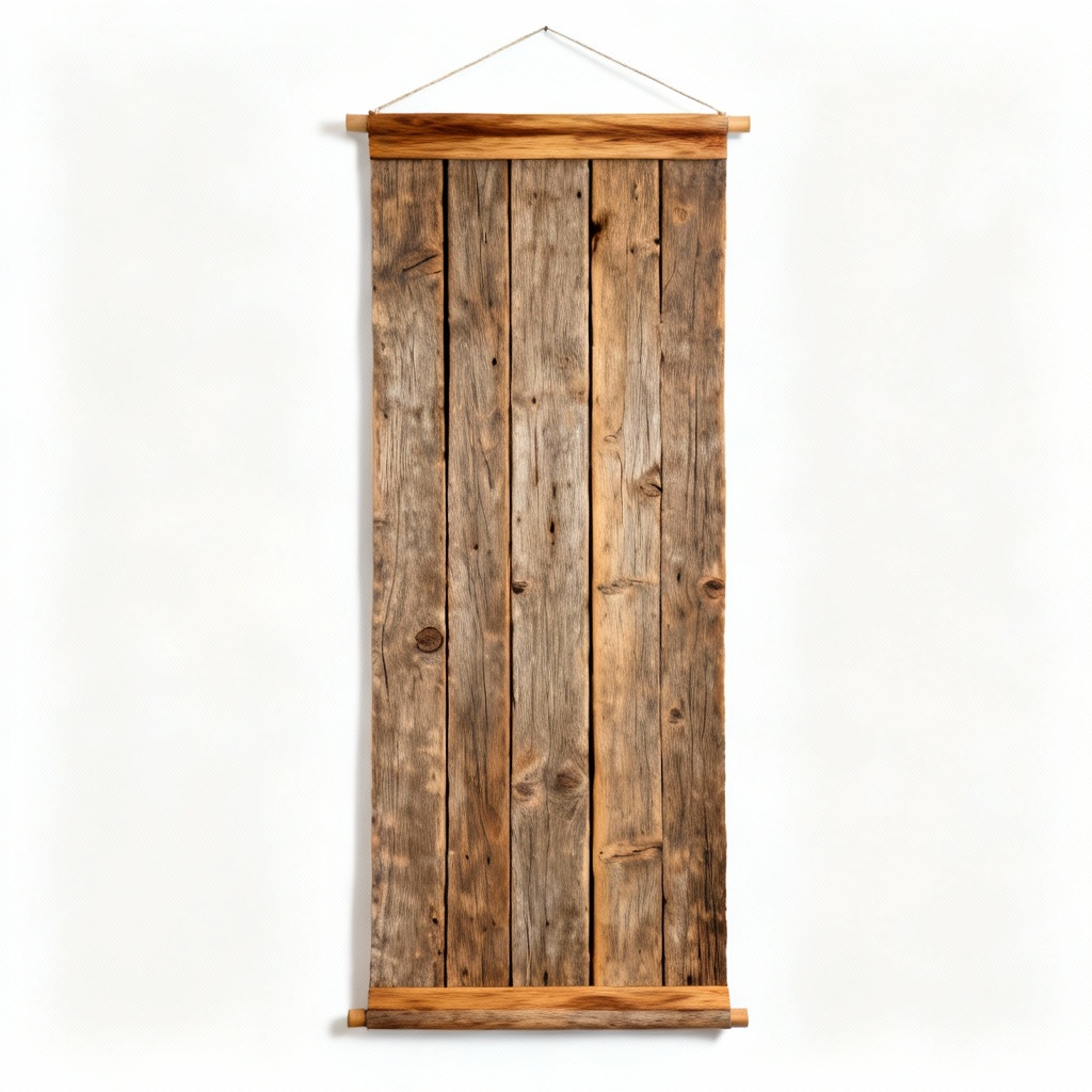 Rustic Wood Plank Tapestry with Natural Oak Detailing - 12x36 Inches