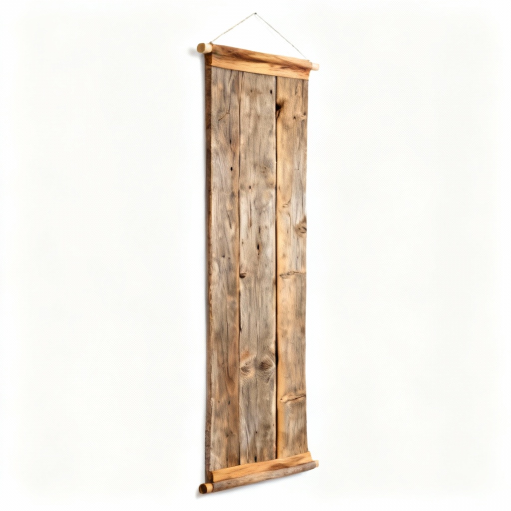 Rustic Wood Plank Tapestry with Natural Oak Detailing - 12x36 Inches