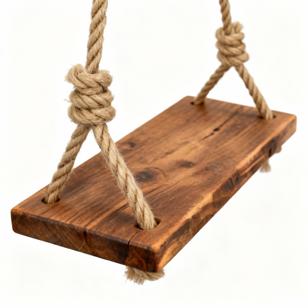 Rustic Wooden Wall Hanging Shelf with Rope Swing Accent