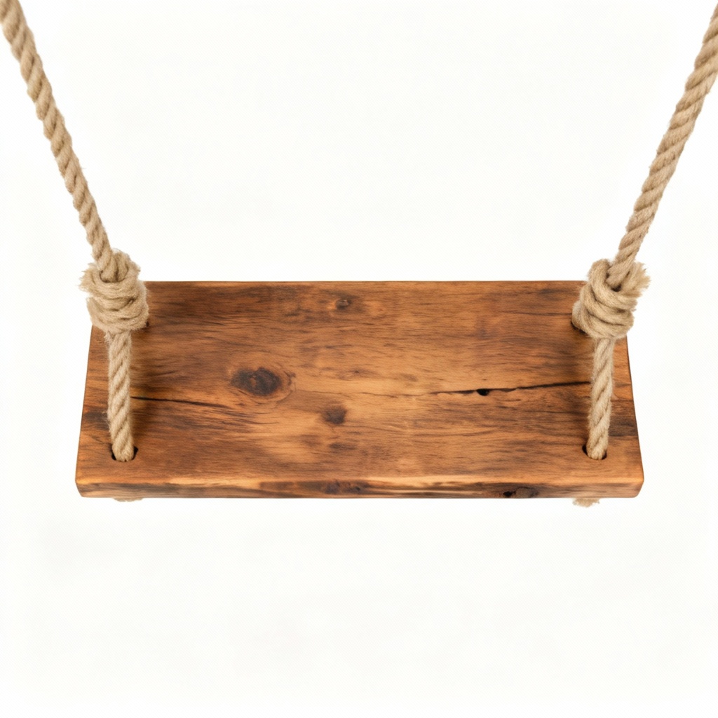 Rustic Wooden Wall Hanging Shelf with Rope Swing Accent