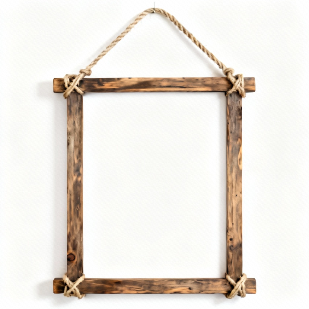 Rustic Wooden Wall Hanging with Jute Rope, 12x16 Inch