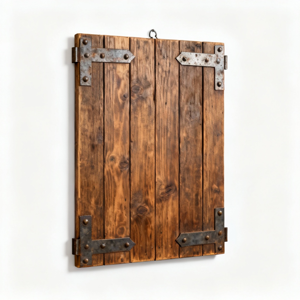 Rustic Wooden Wall Hanging with Metal Accents - 12x18 Inches