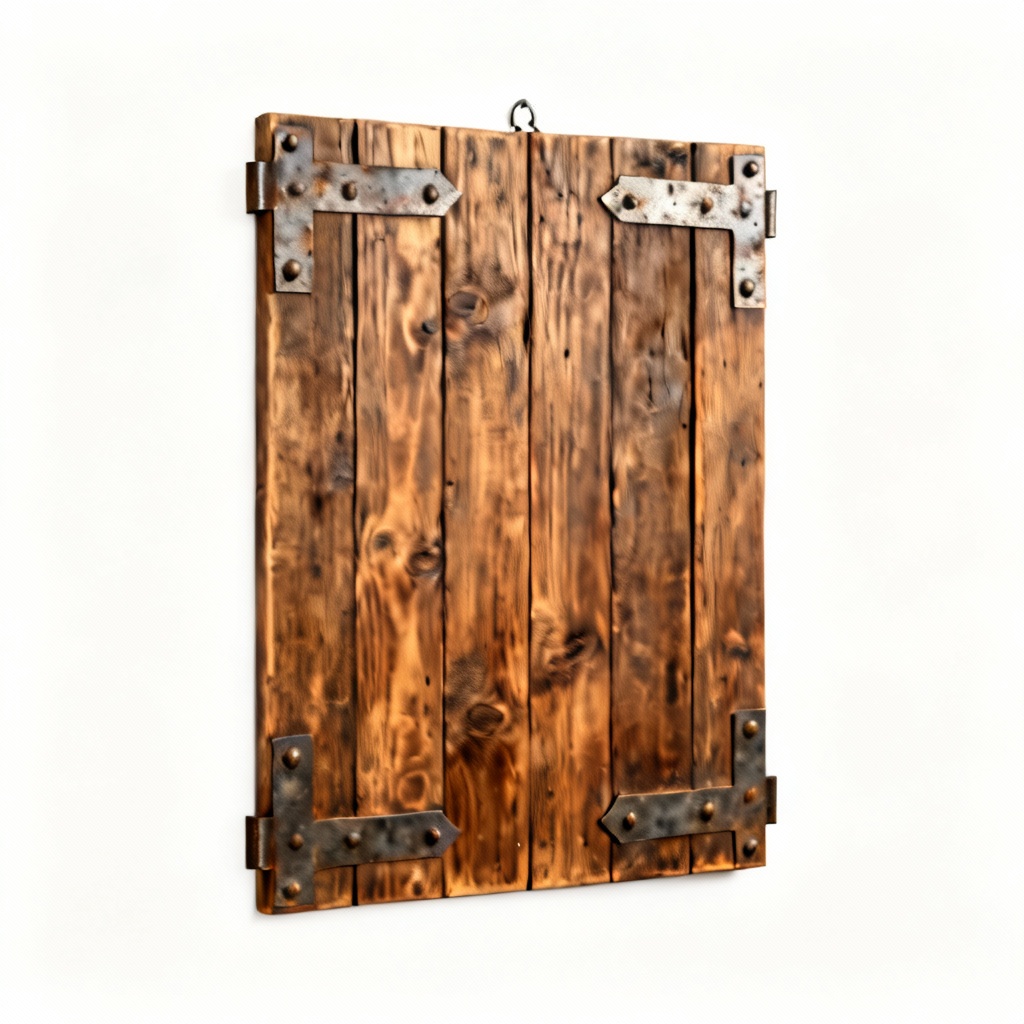 Rustic Wooden Wall Hanging with Metal Accents - 12x18 Inches