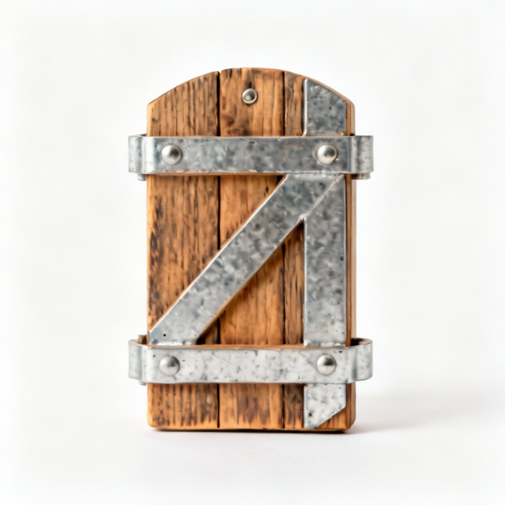 Rustic Wooden Wall Hanging with Metal Accents - Farmhouse Decor