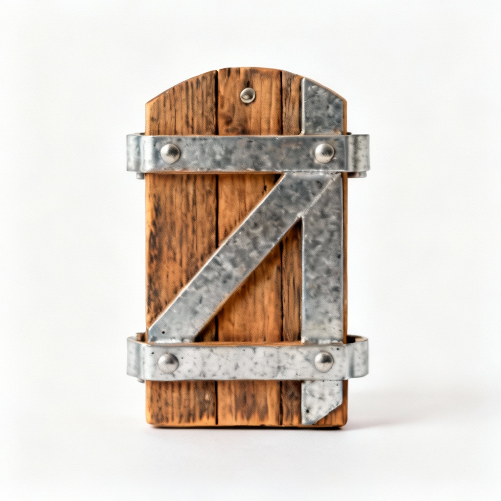 Rustic Wooden Wall Hanging with Metal Accents - Farmhouse Decor