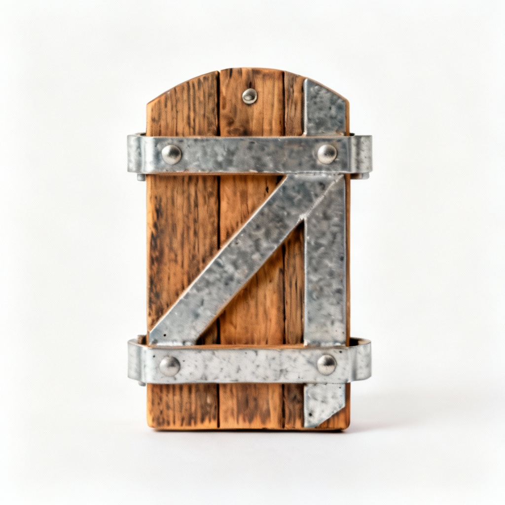 Rustic Wooden Wall Hanging with Metal Accents - Farmhouse Decor