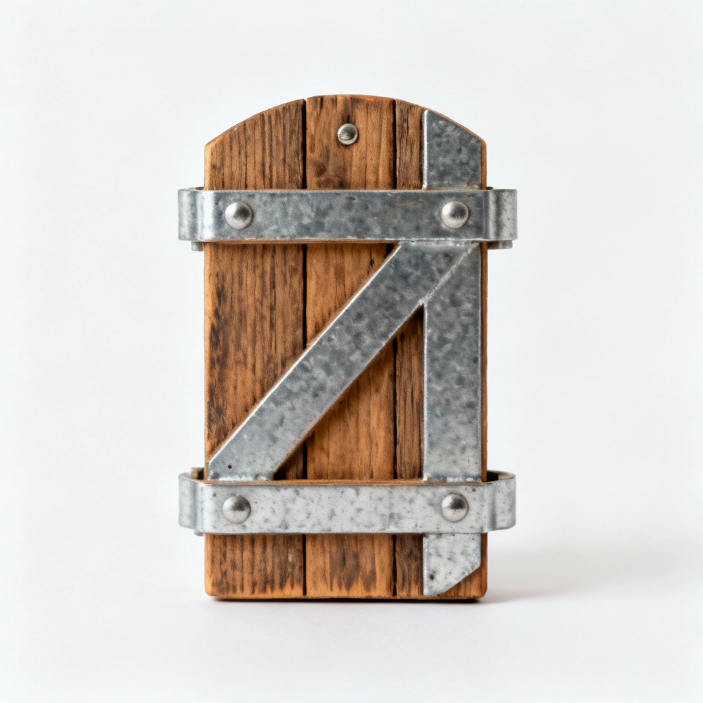 Rustic Wooden Wall Hanging with Metal Accents - Farmhouse Decor