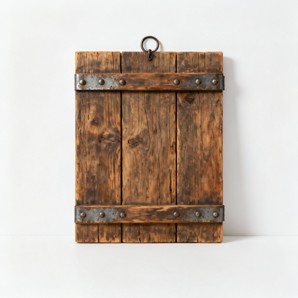 Rustic Wooden Wall Hanging with Metal Accents, 12x18 Inches