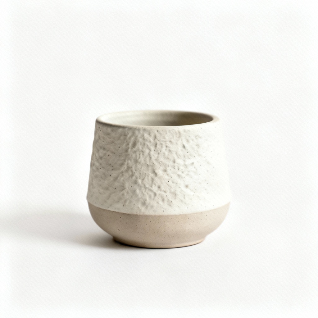 Small Textured Ceramic Planter - Modern Minimalist Style - 4 Inch