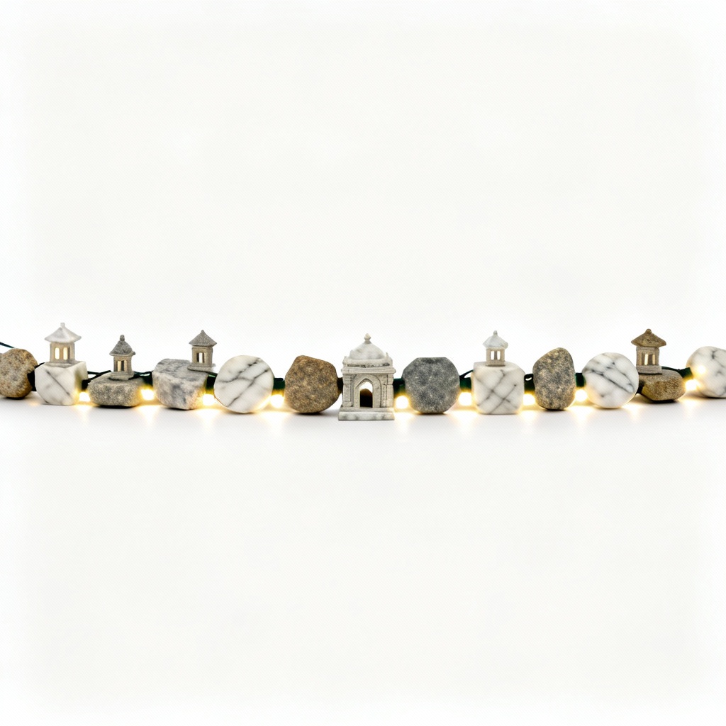 Stone & Marble Festive Garland - LED Accent Lighting - 6 ft