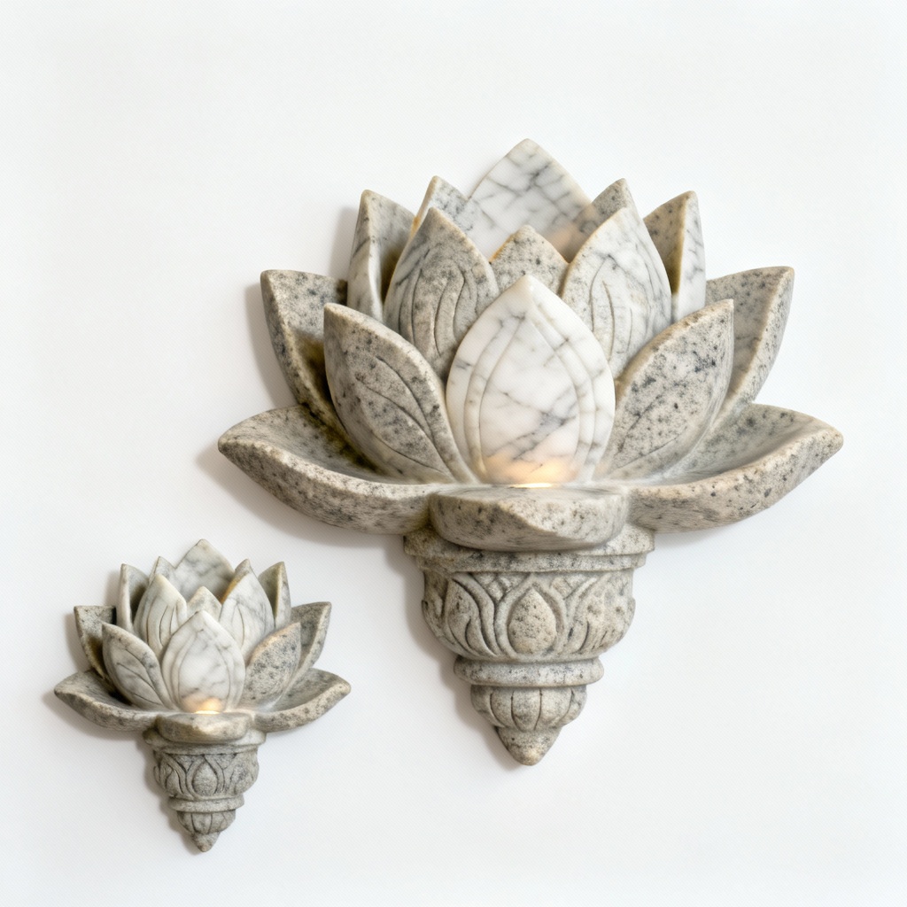 Stone & Marble Lotus Flower Wall Sconce - Ambient Lighting