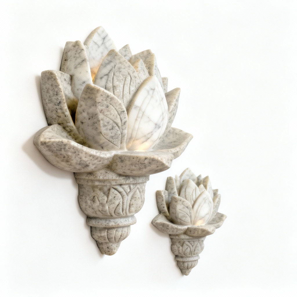 Stone & Marble Lotus Flower Wall Sconce - Ambient Lighting