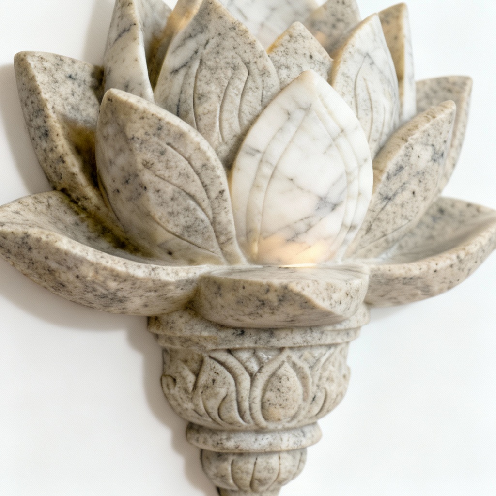 Stone & Marble Lotus Flower Wall Sconce - Ambient Lighting