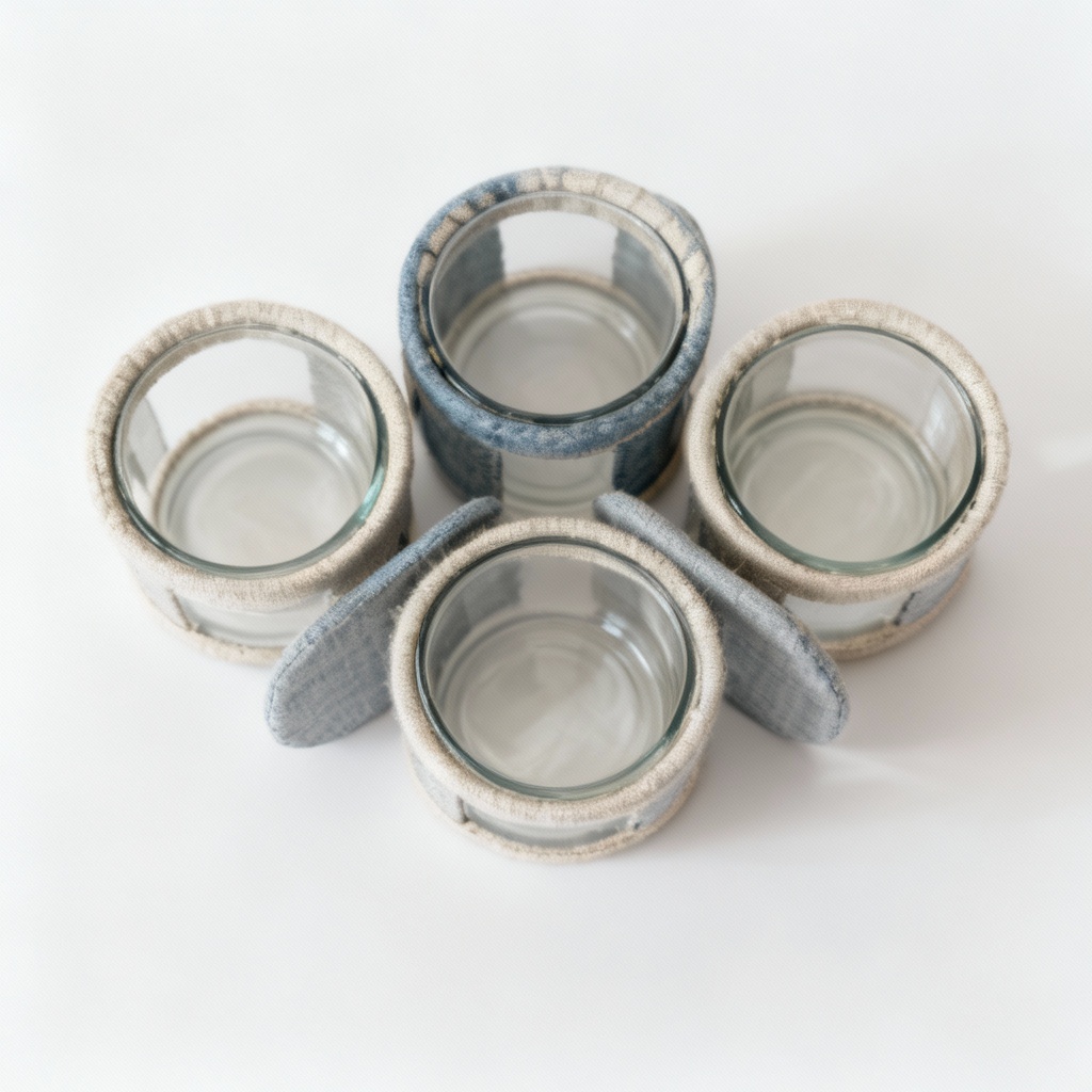 Textured Fabric Coasters with Linen Border - Set of 6