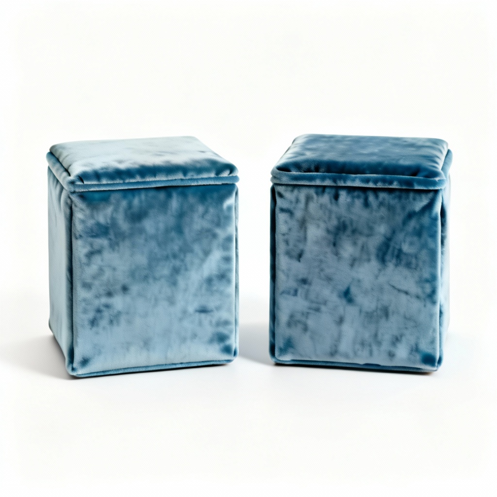 Velvet Fabric Lantern Storage Cubes - Set of 2 - Coastal Blue