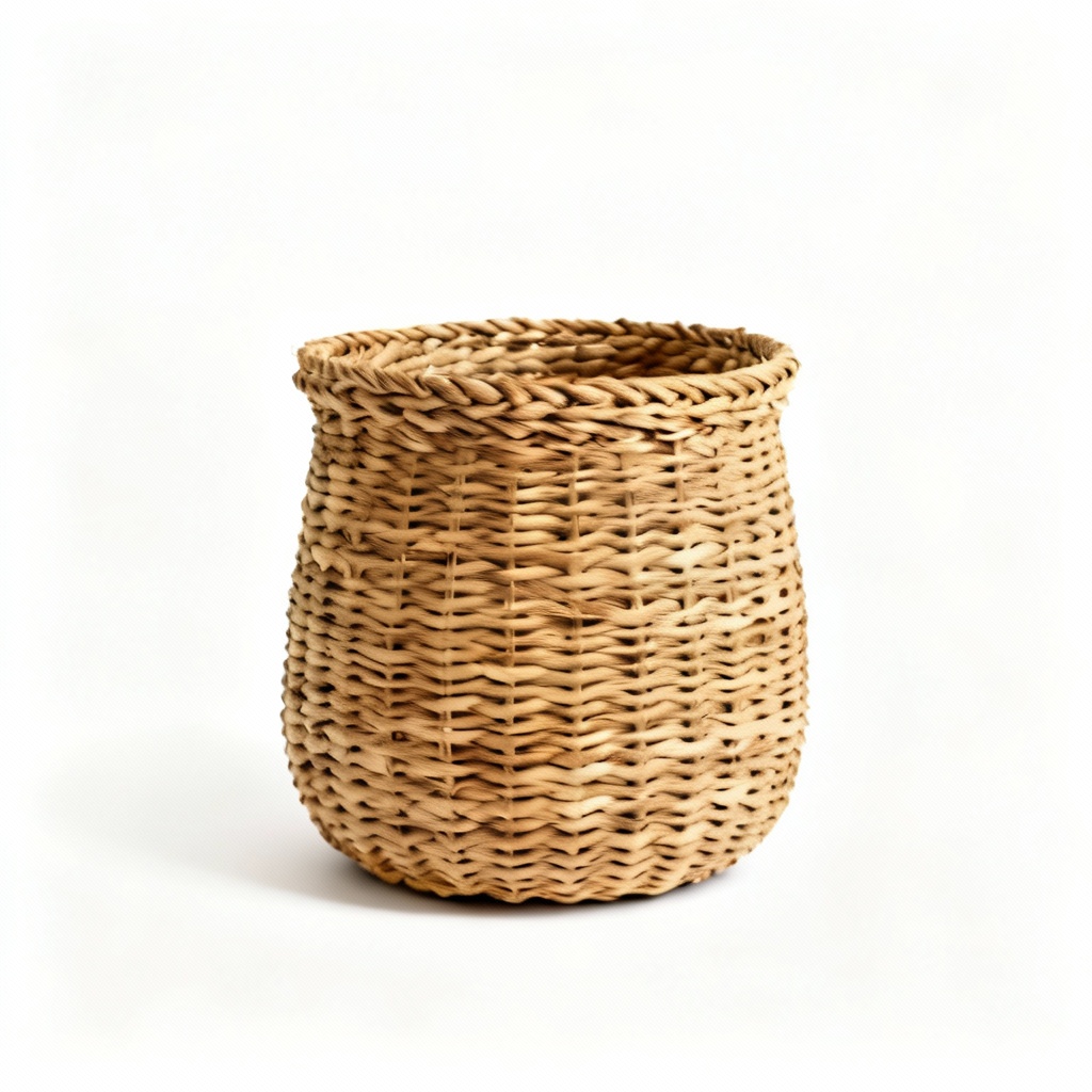 Woven Rattan Decorative Basket - Natural Storage Container