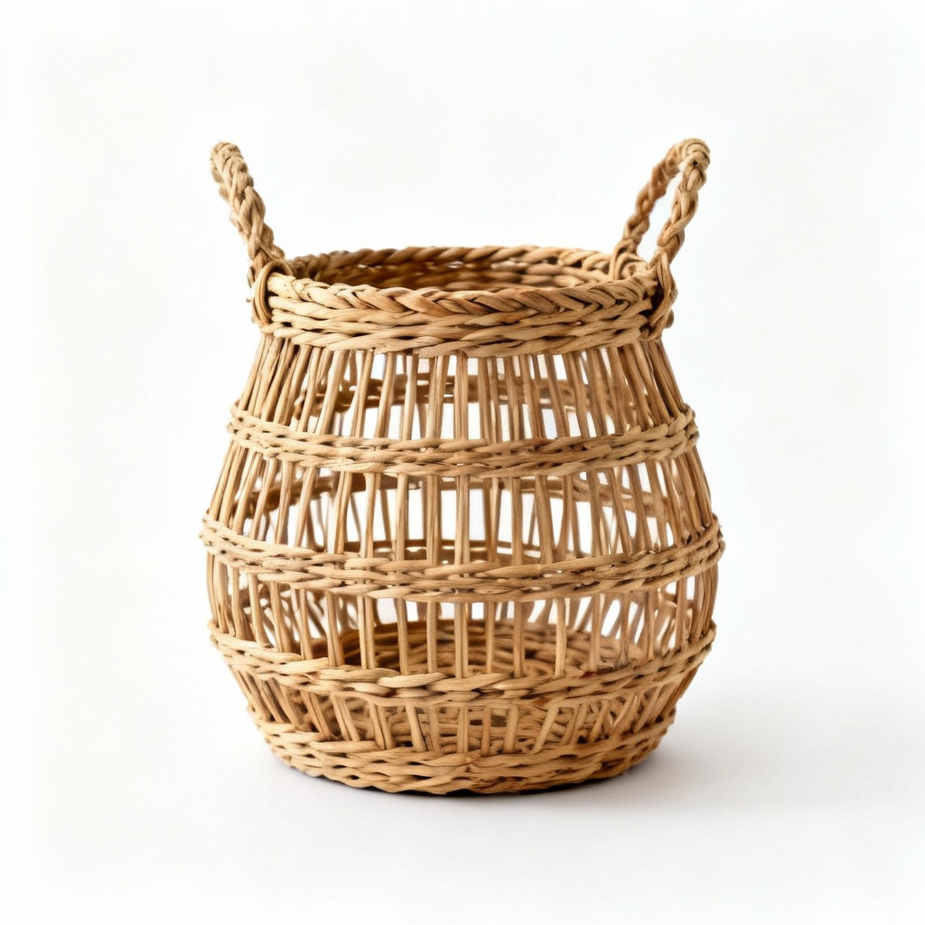 Woven Rattan Decorative Basket - Natural Storage Solution