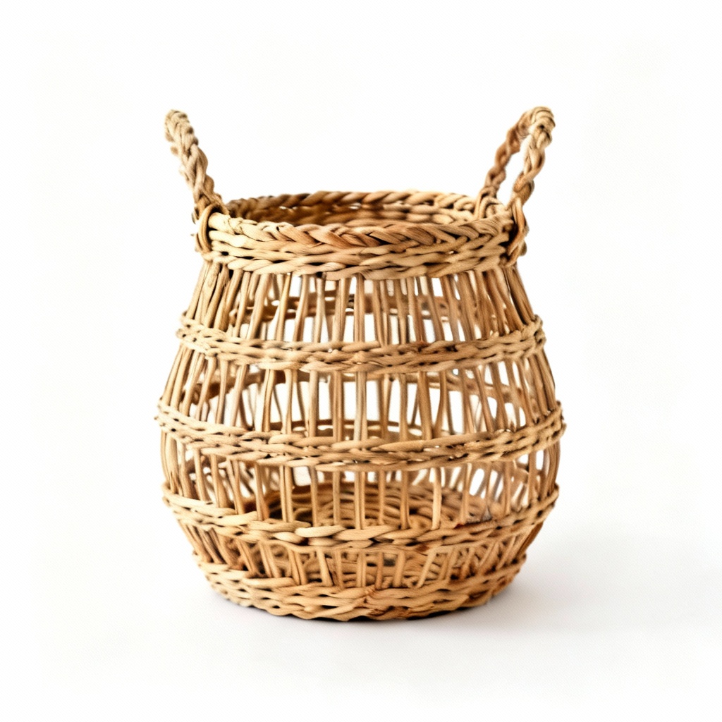 Woven Rattan Decorative Basket - Natural Storage Solution