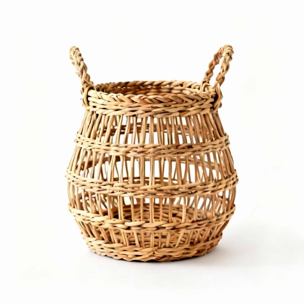 Woven Rattan Decorative Basket - Natural Storage Solution